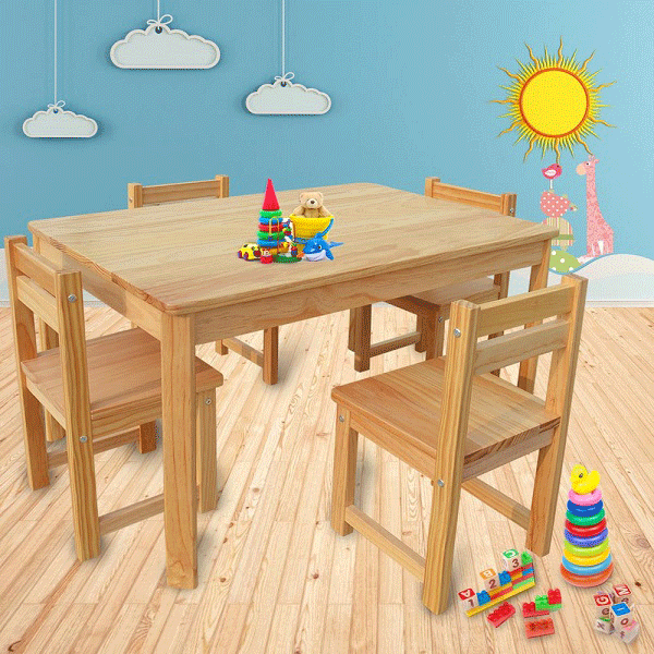 Luxo-Tonto-Long-Wooden-Kids-Table-and-Chair-Set