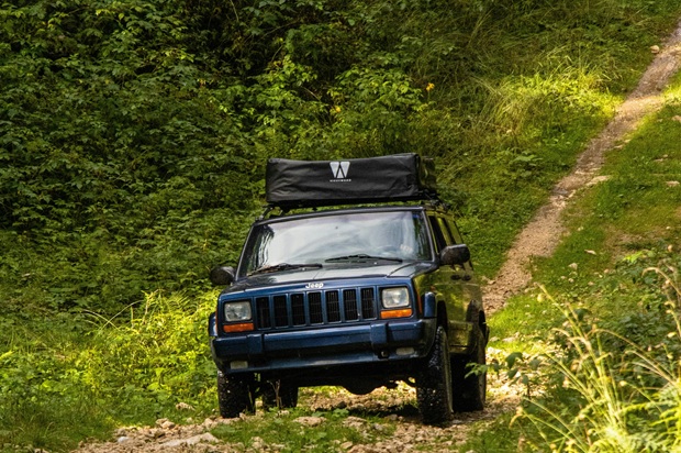 car off roading with equipment