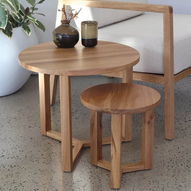 Finn 2 Piece Elm Wood Side Table Set Natural